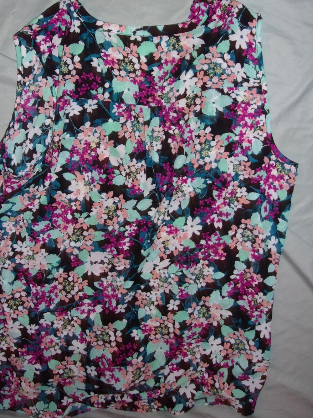 size large womens purple black casual dress tank top career shirt blouse - Picture 4 of 4